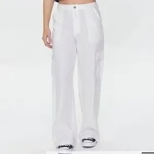 Forever 21 Cream Elastic Waist Pants